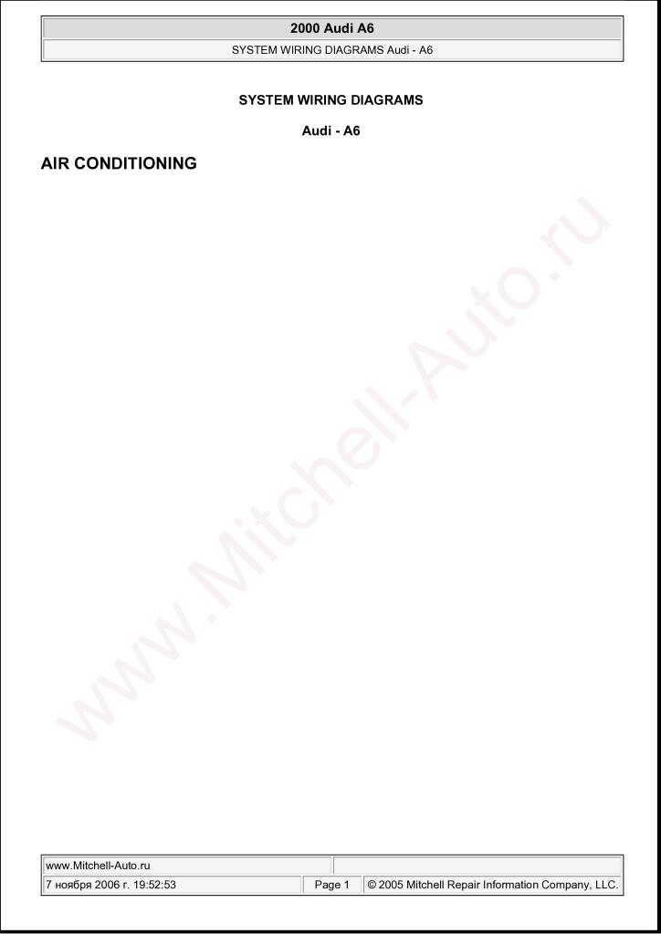 2000 Audi A6 System Wiring Diagram Download