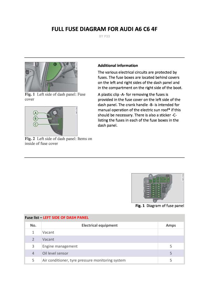 Diagram Wiring Diagram Of Audi A6 C6 Pdf Mydiagramonline 4266