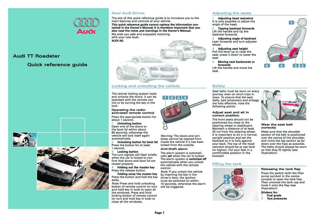 Audi Tt Mk1 Owners Manual Pdf